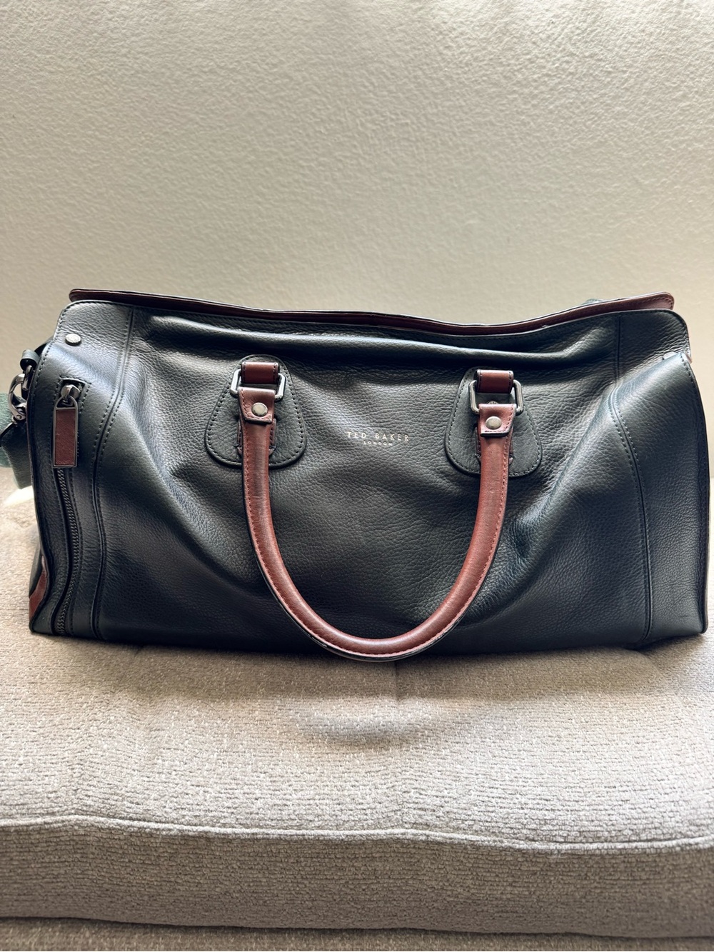 Ted Baker Green Leather Duffel with Brown Handles